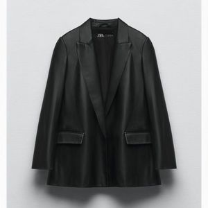 ZARA straight cut faux leather blazer